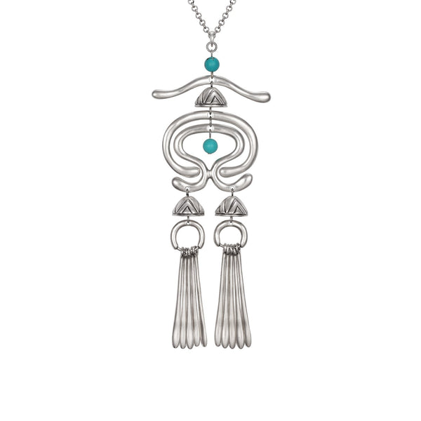 Haight Necklace - Silver/Turquoise Beads - Laurel Burch Studios