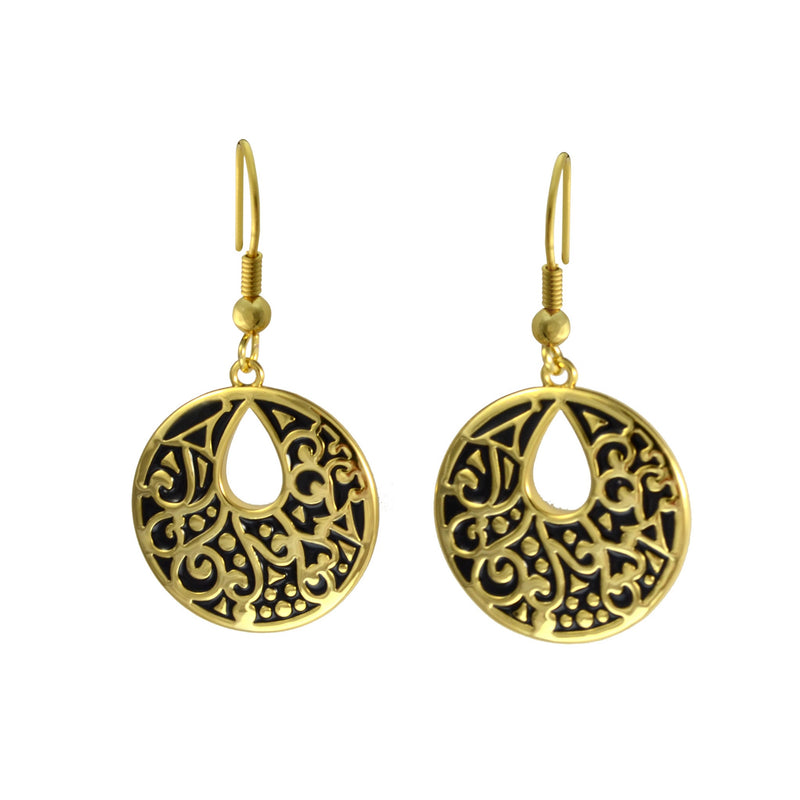 Harmony Earrings -Black/Gold - Laurel Burch Studios