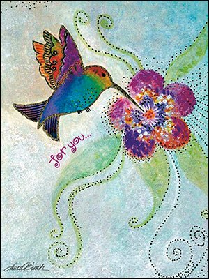 Hummingbird Birthday Card - Single - Laurel Burch Studios