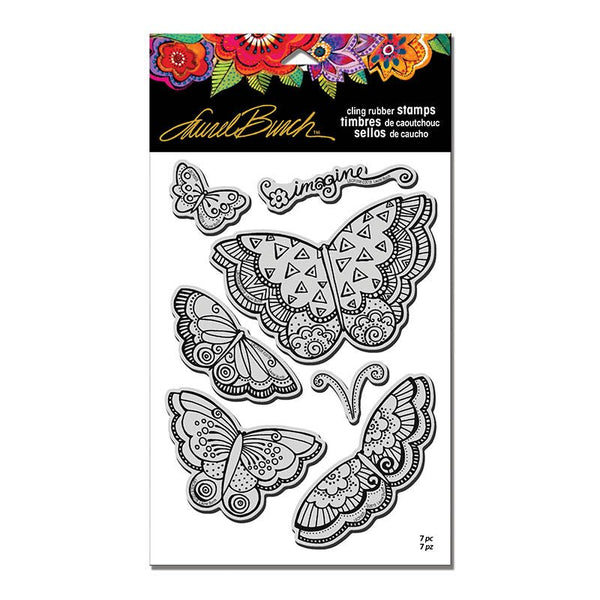 Imagine Butterflies Cling Rubber Stamps Set - Laurel Burch Studios
