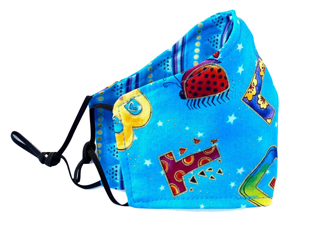 Alphabet Mask Kids' Alphabet Reversible Cotton Face Mask - Blue – Laurel Burch Studios