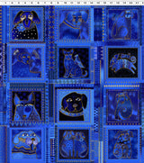 Kindred Canines Blocks by-the-yard - Royal Blue Metallic - Laurel Burch Studios
