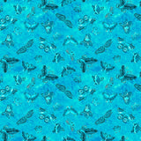 Kindred Canines Flutterbyes by-the-yard - Aqua - Laurel Burch Studios
