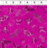 Kindred Canines Flutterbyes by-the-yard - Fuchsia - Laurel Burch Studios