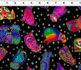 Kindred Canines Toss by-the-yard - Black Metallic - Laurel Burch Studios
