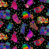 Kindred Canines Toss by-the-yard - Black Metallic - Laurel Burch Studios