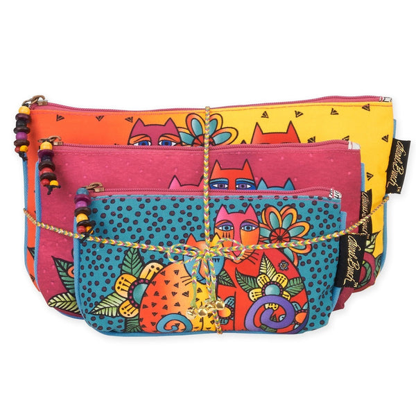 Feline Clan Three In One Cosmetic Bag Set Bags Sun'N'Sand - Laurel Burch Studios