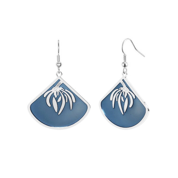 Lotus Fan Earrings - Silver - Laurel Burch Studios