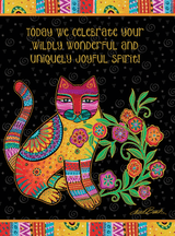 Maya Cat Birthday Card - Single - Laurel Burch Studios