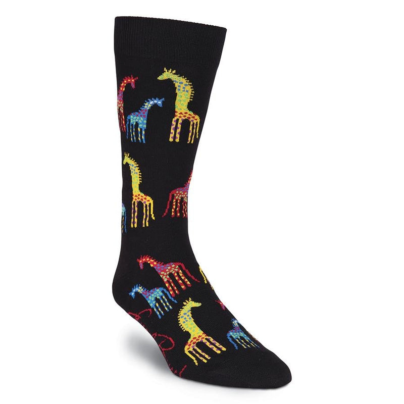 Men's Giraffes Crew Socks - Black - Laurel Burch Studios