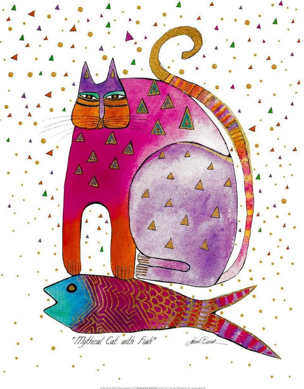 Mythical Cat & Fish Print 16" x 20" - Laurel Burch Studios