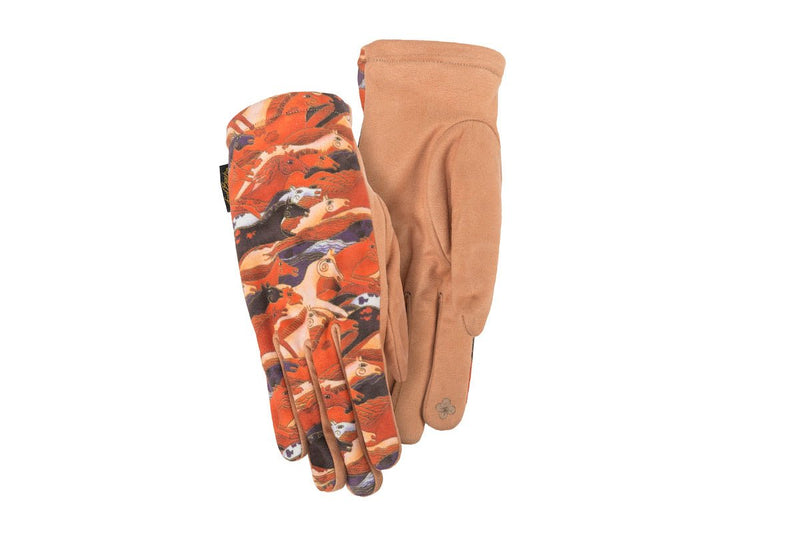 Mythical Mares Sueded Touchscreen Gloves - Multi/Brown - Laurel Burch Studios