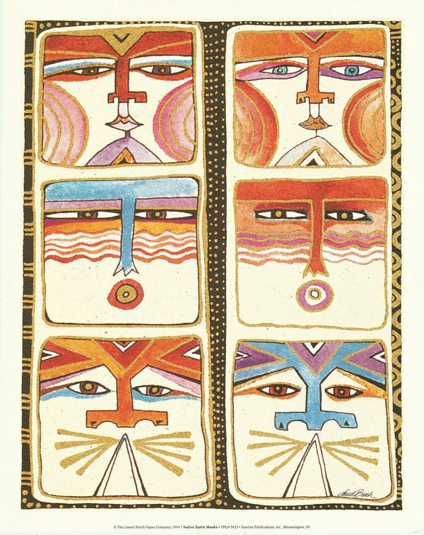 Native Spirit Masks Print - 8" x 10" - Laurel Burch Studios