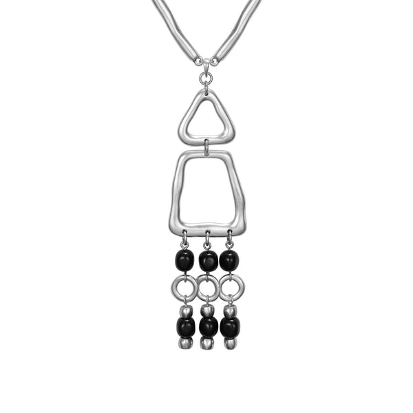 Page Necklace Large - Silver/Black Beads - Laurel Burch Studios