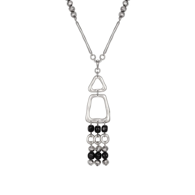 Page Necklace Small - Silver/Black Beads - Laurel Burch Studios