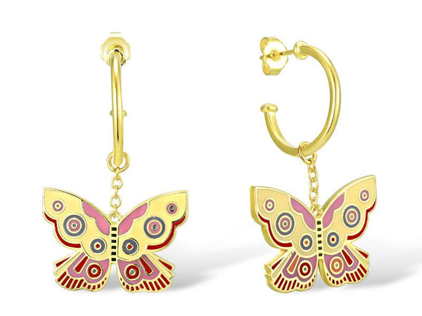 Summer Butterfly Earrings - Cream/Pink - Laurel Burch Studios