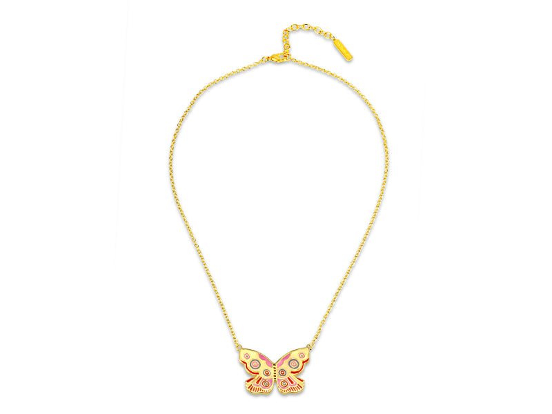 Summer Butterfly Necklace - Cream/Pink - Laurel Burch Studios