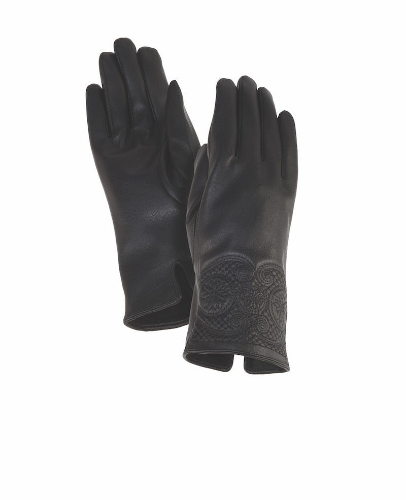Swirl Cuff Touchscreen Gloves - Black - Laurel Burch Studios