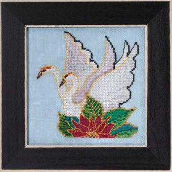 White Swans Cross Stitch Kit - Laurel Burch Studios