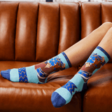 Women’s Blossoming Woman Crew Socks – Blue Heather - Laurel Burch Studios