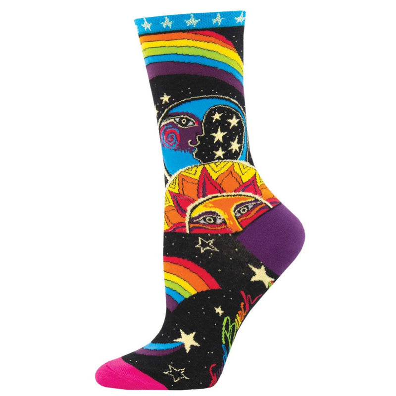 Women’s Celestial Joy Crew Socks - Rainbow - Laurel Burch Studios