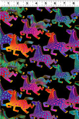 Fiesta Horses Running Horses By-The-Yard - Black Metallic
