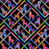 Fiesta Horses Diamond Horses By-The-Yard - Black Metallic