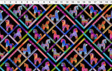 Fiesta Horses Diamond Horses By-The-Yard - Black Metallic