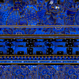 Kindred Canines Pictorial Stripe by-the-yard - Royal Blue Metallic