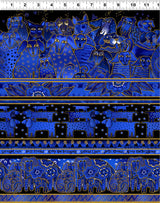 Kindred Canines Pictorial Stripe by-the-yard - Royal Blue Metallic