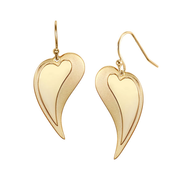 Yin Heart Earrings - 14K Gold-Plated Sterling Silver - Laurel Burch Studios