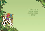 Zebra with Leaves Birthday Card - Single - Laurel Burch Studios